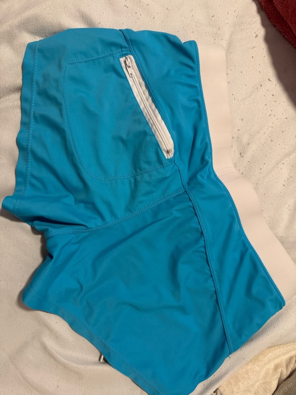 Fila Bright Turquoise Blue Men’s Swim Trunks with White Waistband - Picture 3 of 4